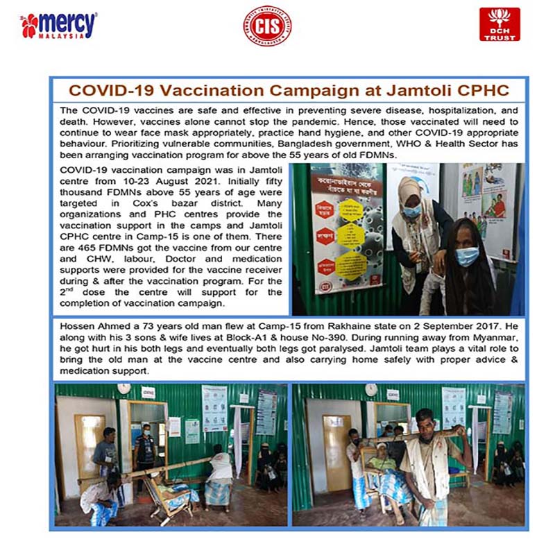 COVID-19 vaccination program for FDMNs in camp 15
